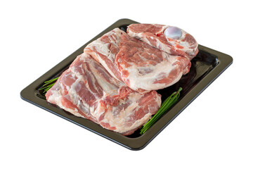Raw lamb leg meat isolated on white background