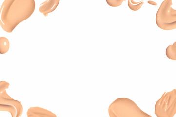 Frame from foundation smears, bb cream for makeup isolated on white background. Foundation face...