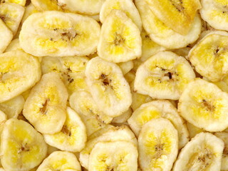 Sliced dried banana background