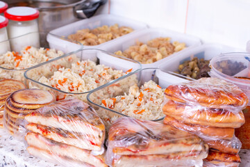 Ready made food containers. Lunch Portion Control Containers. Concept of storing ready made dinner