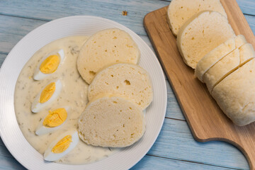 traditional Czech dill sauce with dumplings, Czech austrian cuisine