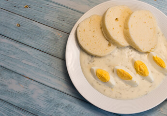 traditional Czech dill sauce with dumplings, Czech austrian cuisine