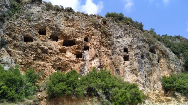 Kalkan Islamlar Village Lycian Rock Tombs at location Kas Antalya
