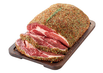 Raw Roast beef (Rozbif) isolated on white background