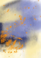 Abstract blue wet background with orange splashes.