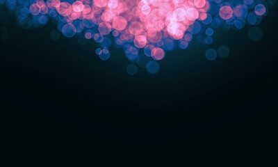 Purple bokeh. Glowing glitter particles. Abstract night background.