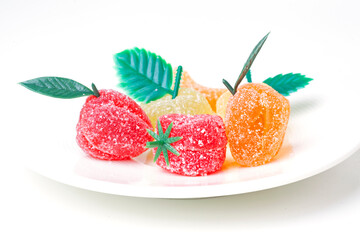 marmalade candy isolated on white	