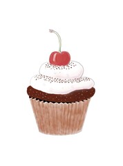 Chocolate cupcake with cherry on top