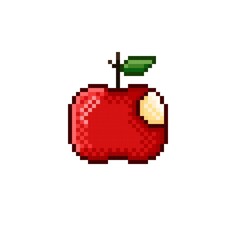 Illustration pixel art apple. Vector picture.