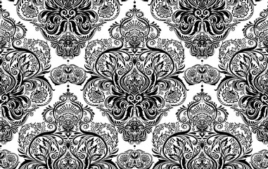 Tradition floral seamless pattern, damask vintage ornament. Royal victorian flourish wallpapper, luxury textile. Vector illustration.