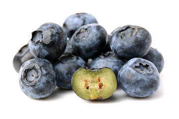 blueberries on a white background