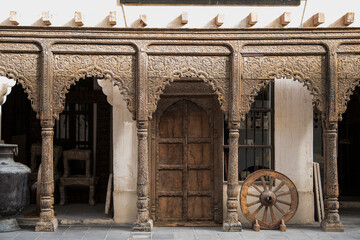 Architecture details of traditional arabian market Souq Waqif in Doha City in Qatar