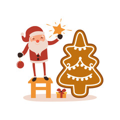 Santa claus on white background. Vector illustration for retro christmas card
