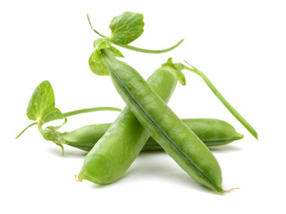 Fresh peas isolated on white background