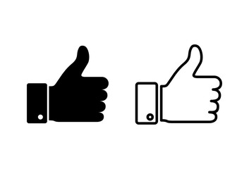 Thumbs up icon set. Hand like. Like icon vector.