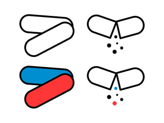 Set of vitamin linear icon.