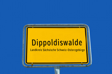 Entrance sign to Dippoldiswalde in Saxony germany