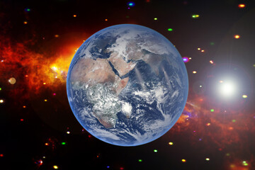 Abstract space background with earth. The elements of this image furnished by NASA.