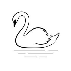 Black and white swan silhouette vector image 