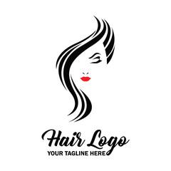 woman hair logo with text space for your slogan or tagline, vector illustration