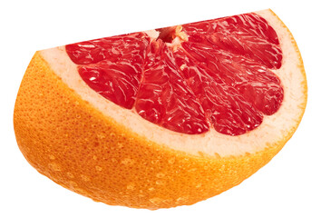 Half of grapefruit with drops isolated on white background
