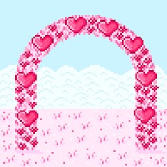 Wedding arch pixel art. Vector illustration. Valentine's Day.