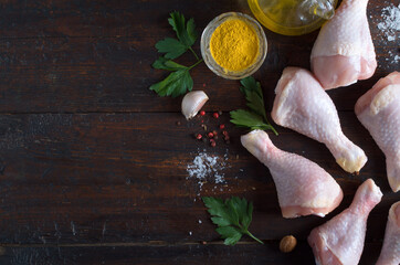 Raw fresh chicken legs