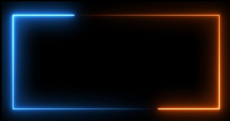 Abstract line move Neon Frame animation on black background.spectrum looped,light 4k glowing,