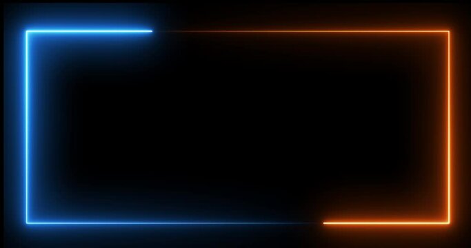 Abstract line move Neon Frame animation on black background.spectrum looped,light 4k glowing,