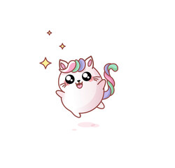 Cat Kitty kitten jumping happiness joy kawaii chibi Japanese style Emoji character sticker emoticon smile emotion mascot