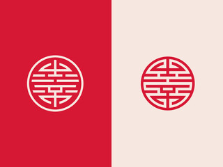 Logo with oriental ornament on a two colors background