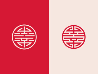 Logo with oriental ornament on a two colors background