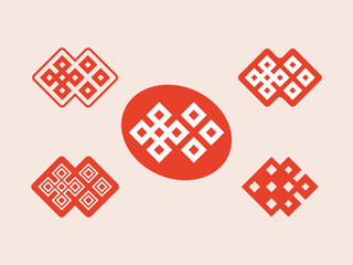 Logos with geometric ornament in the form of dice