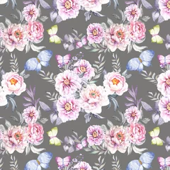 Deurstickers seamless floral background © OLGA