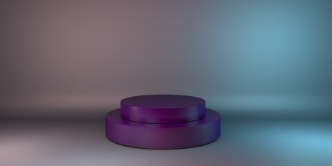 Podium in abstract red and gray composition, 3d render, 3d illustration,  Mock up for product review.