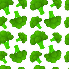 Broccoli Emoji Pattern. Rich Green Food Seamless Background Symbols. Silhouette Emoticon Agriculture Vector.