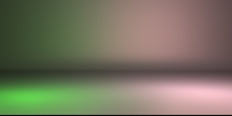 Green and gray studio background or backdrop 3D room lightbox