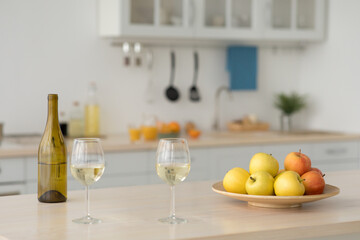 Fresh vegetables on dining table, homeowners prefers healthy food, loan mortgage new studio flat