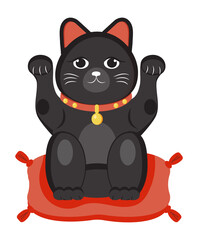 Maneki neko vector. Lucky cat in japanese traditional culture. Talisman or mascot symbol