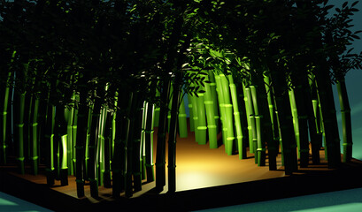 Bamboo forest in 3d for art projects, cards, business, posters.