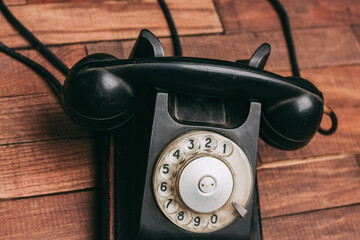 black retro telephone classic style old fashion technology
