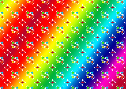 Floral pattern on a multicolored gradient background—fabric design suitable for ladies'  dupattas, sarees, shirts, kurtis, scarves, skirts. It can also be used as wallpaper.