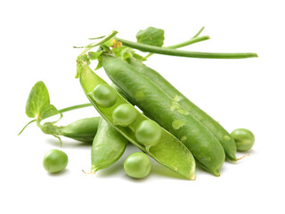 Fresh peas isolated on white background 