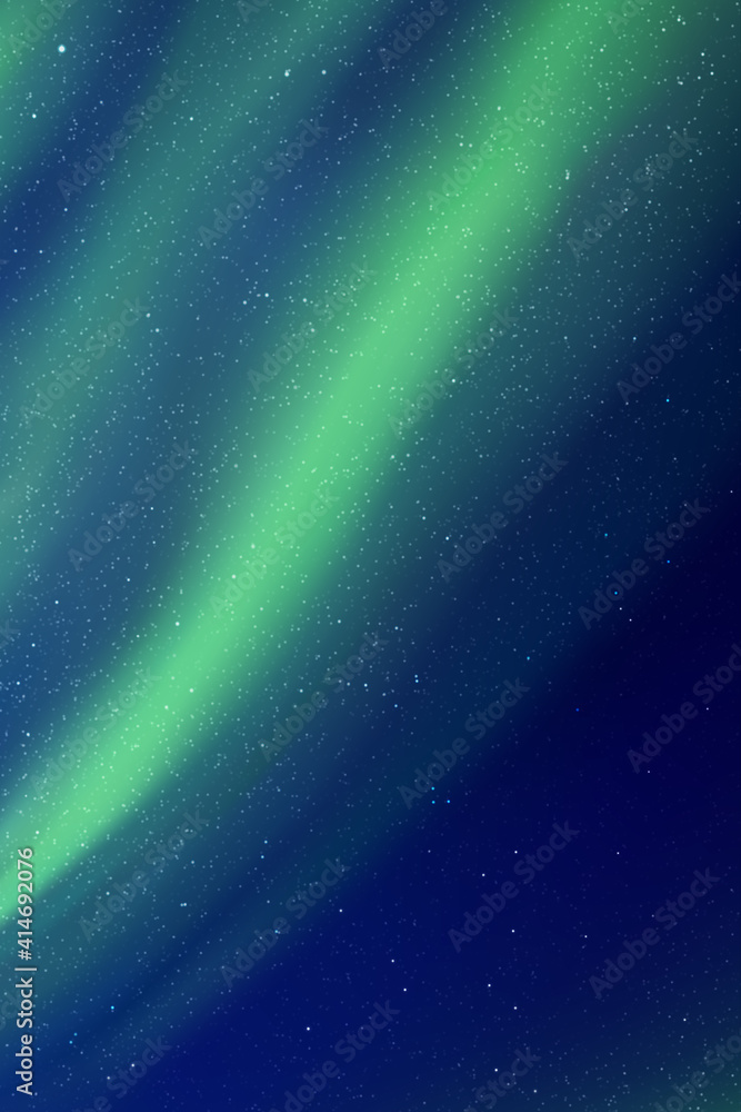 Wall mural night starry sky and northern lights. green aurora borealis