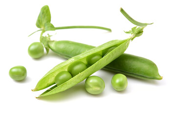 Fresh peas isolated on white background 