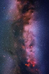 Night starry sky and Milky Way. Space vertical background with nebula