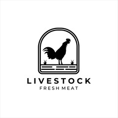livestock rooster chicken vintage vector logo illustration design