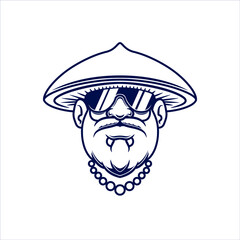 Mashroom dude with beard and  glasses vector illustration