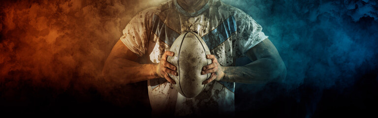 Man rugby player. Sports banner