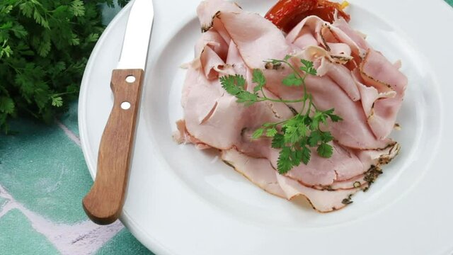 Chiffonnade de jambon blanc Stock Photo